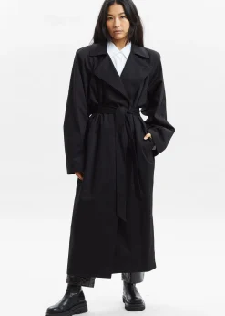 The Frankie Shop Marisol Box Shoulder Trench Black Outlet