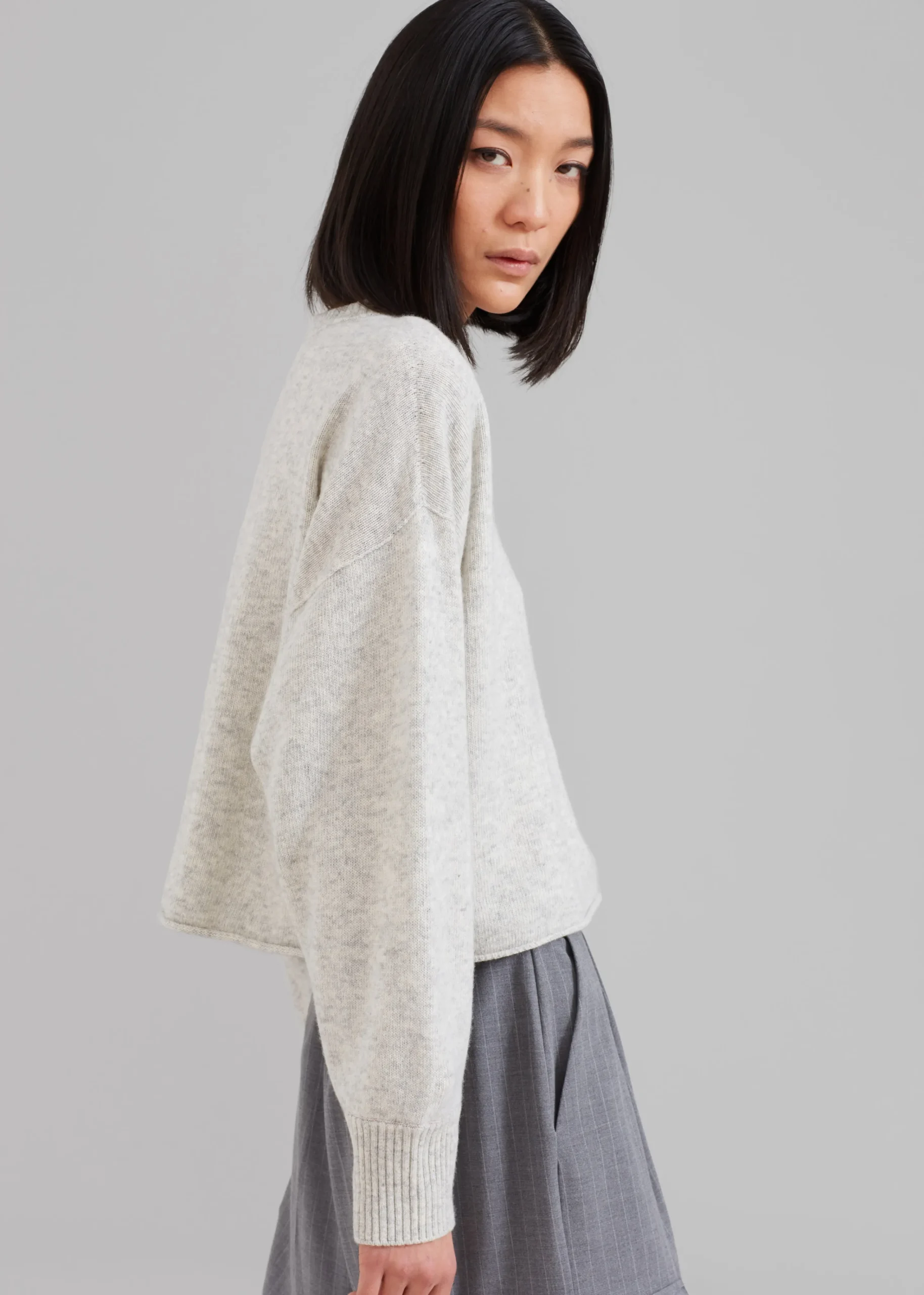 The Frankie Shop Marlan Rolled Edge Sweater Grey Sale