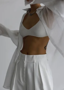 The Frankie Shop Marlow Oversized Linen Shirt White Outlet