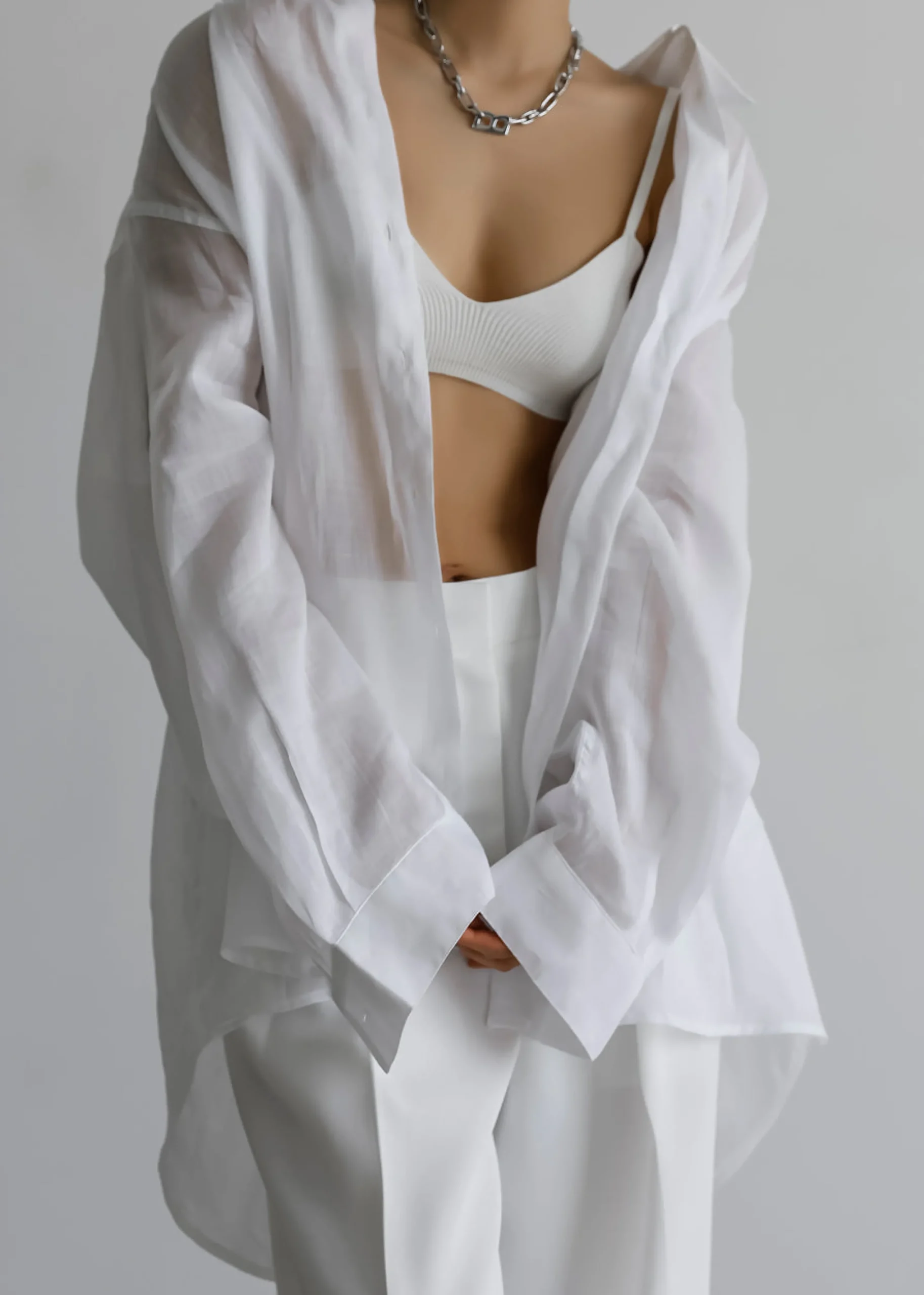 The Frankie Shop Marlow Oversized Linen Shirt White Outlet