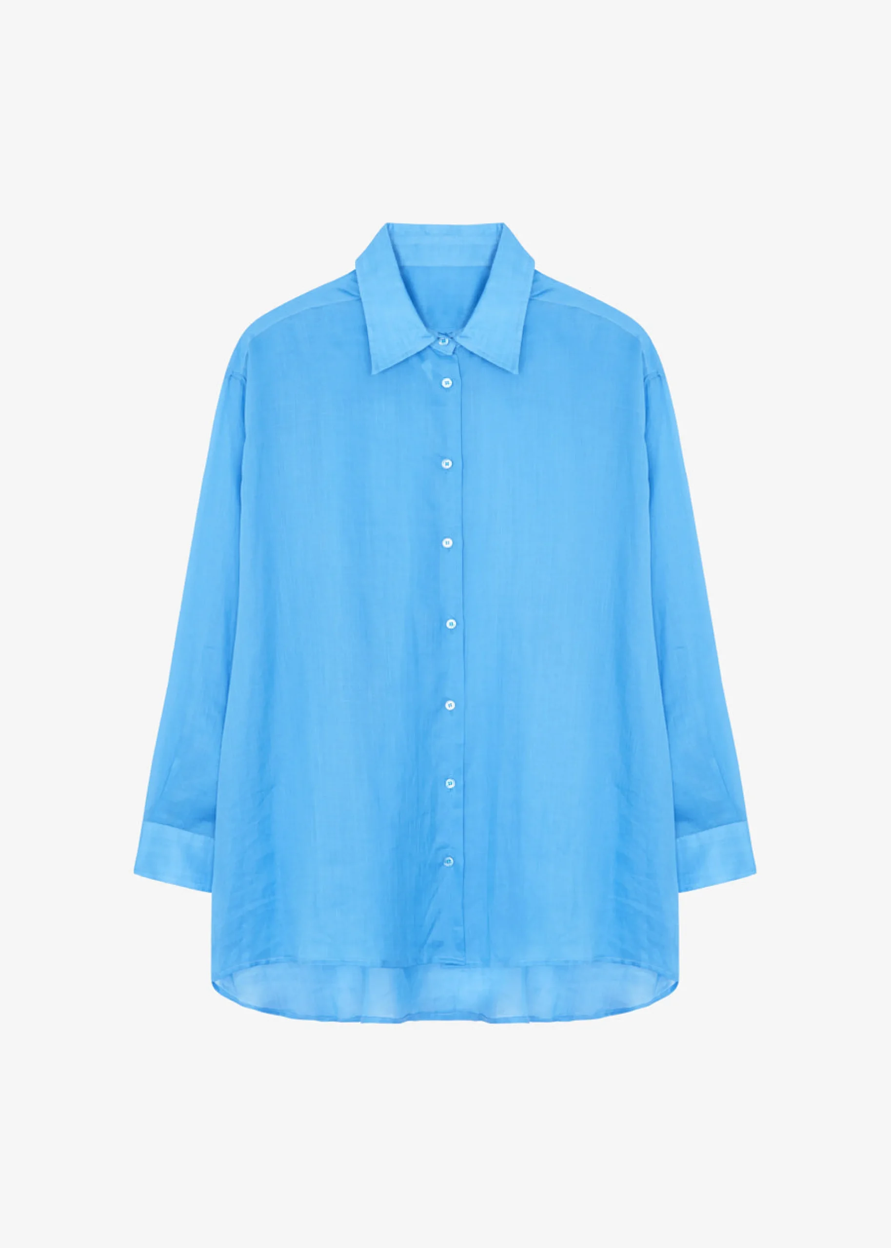 The Frankie Shop Marlow Oversized Linen Shirt Blue