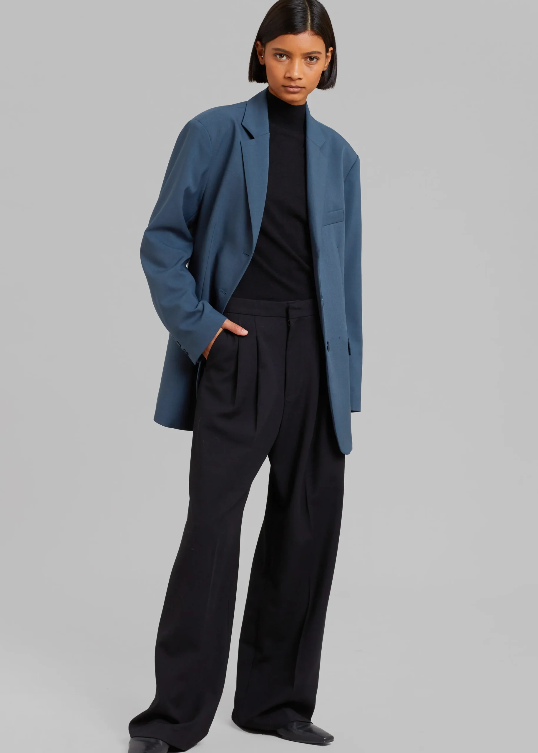 The Frankie Shop Marquesa Blazer Slate Grey New