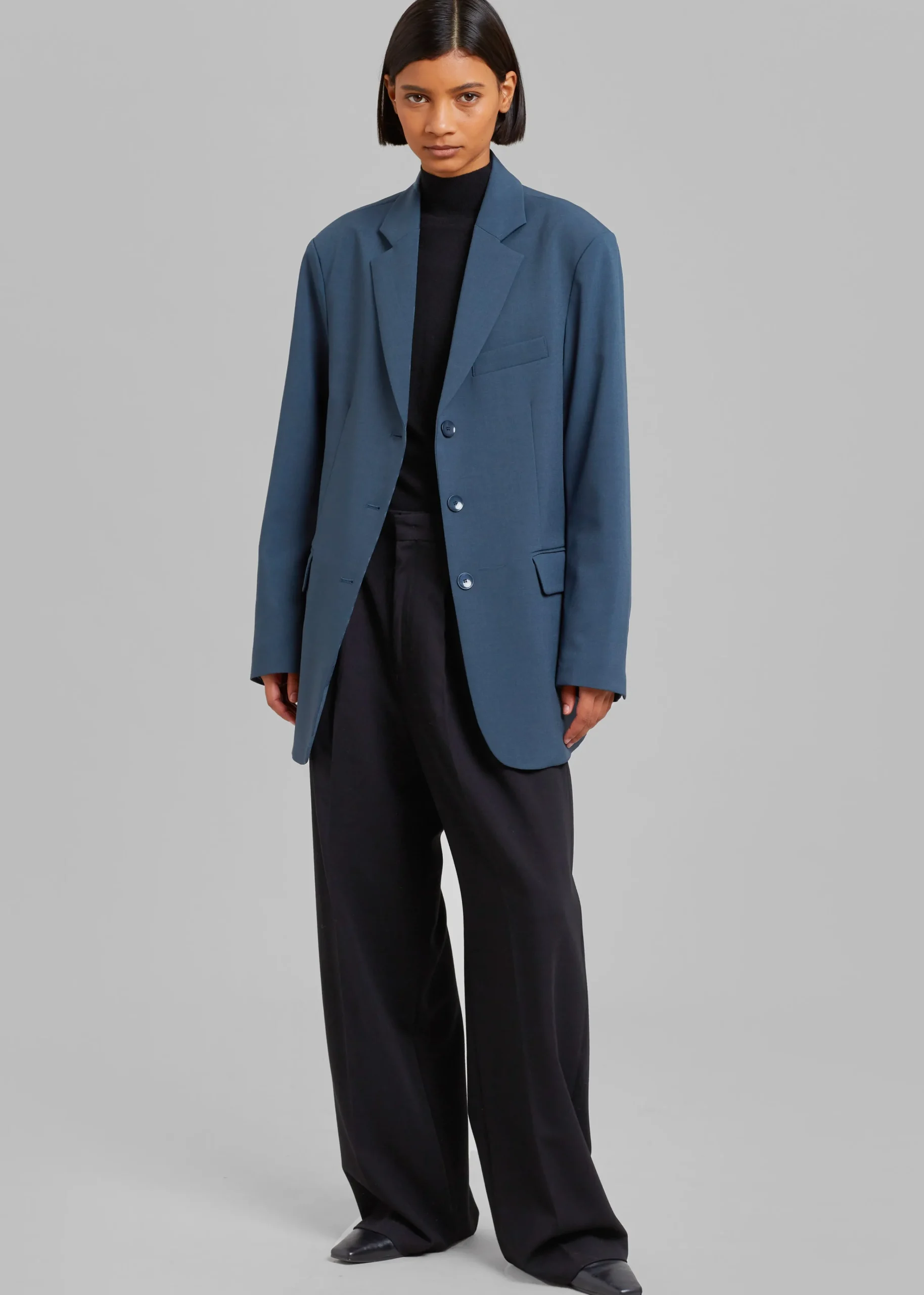 The Frankie Shop Marquesa Blazer Slate Grey New