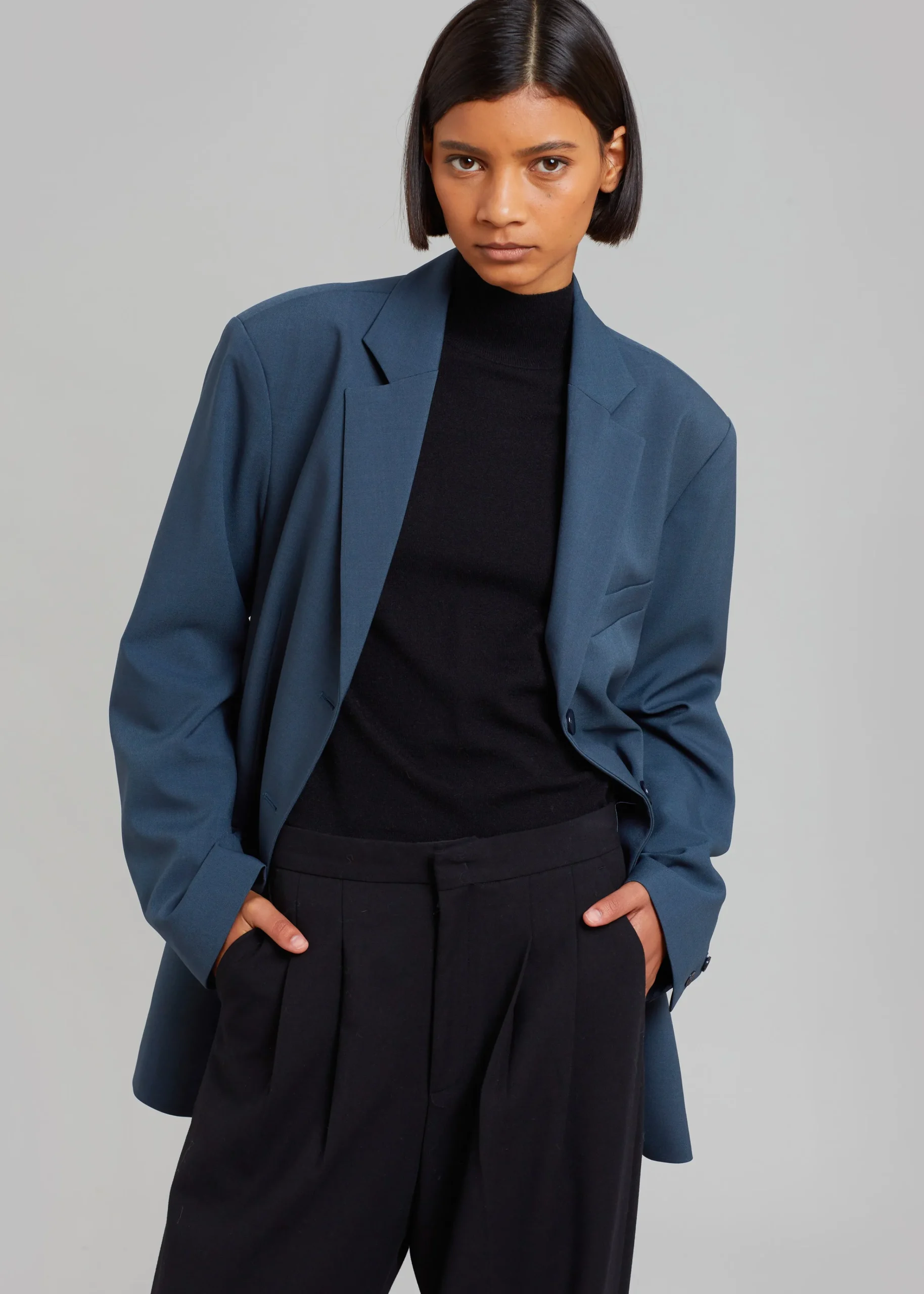 The Frankie Shop Marquesa Blazer Slate Grey New