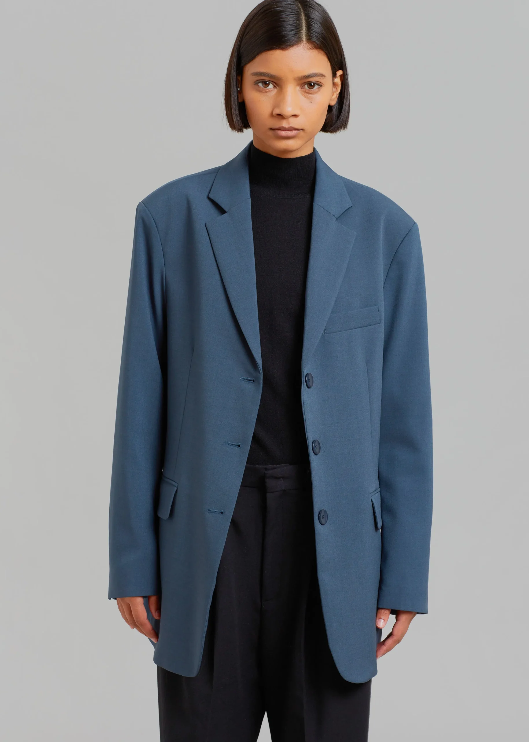 The Frankie Shop Marquesa Blazer Slate Grey New
