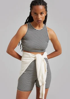 The Frankie Shop Martina Knit Tank Top Black Stripe Hot