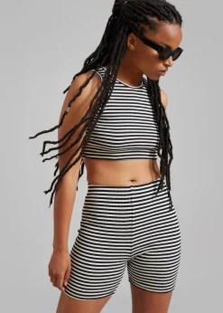 The Frankie Shop Martina Knit Tank Top Black Stripe Hot