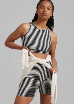 The Frankie Shop Martina Knit Tank Top Black Stripe Hot