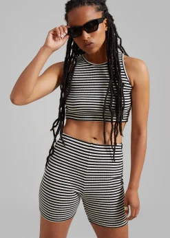 The Frankie Shop Martina Knit Tank Top Black Stripe Hot