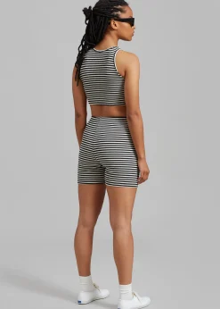The Frankie Shop Martina Knit Tank Top Black Stripe Hot