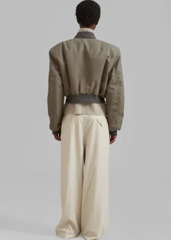 The Frankie Shop Mati Cropped Padded Bomber Olive Outlet