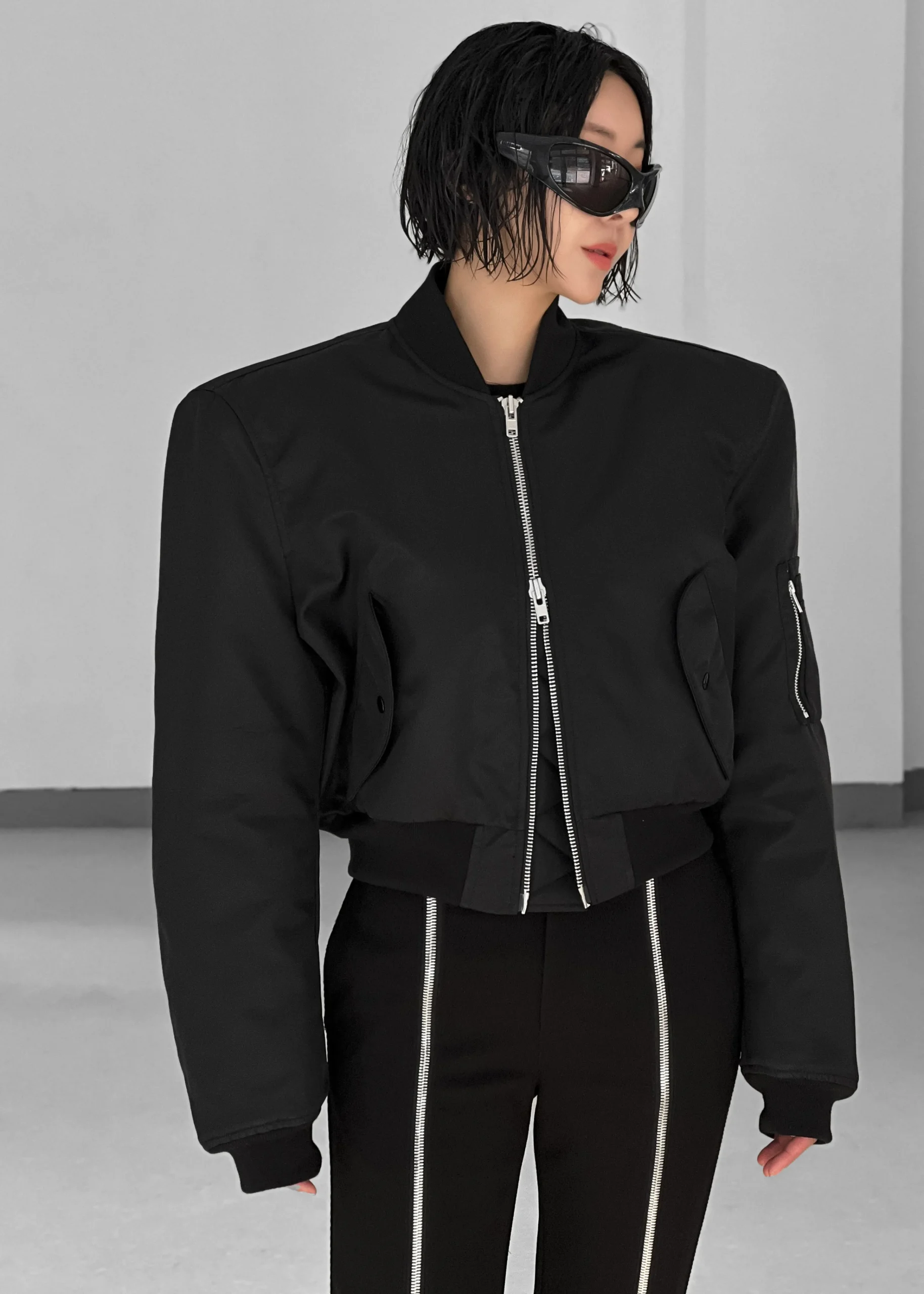 The Frankie Shop Mati Cropped Padded Bomber Black Outlet