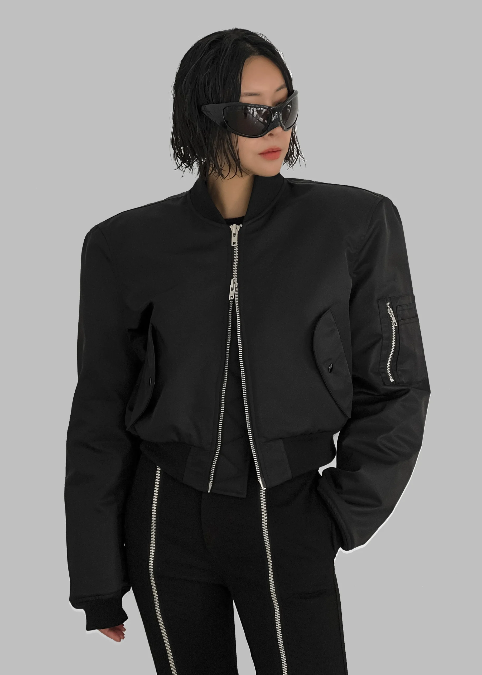 The Frankie Shop Mati Cropped Padded Bomber Black Outlet