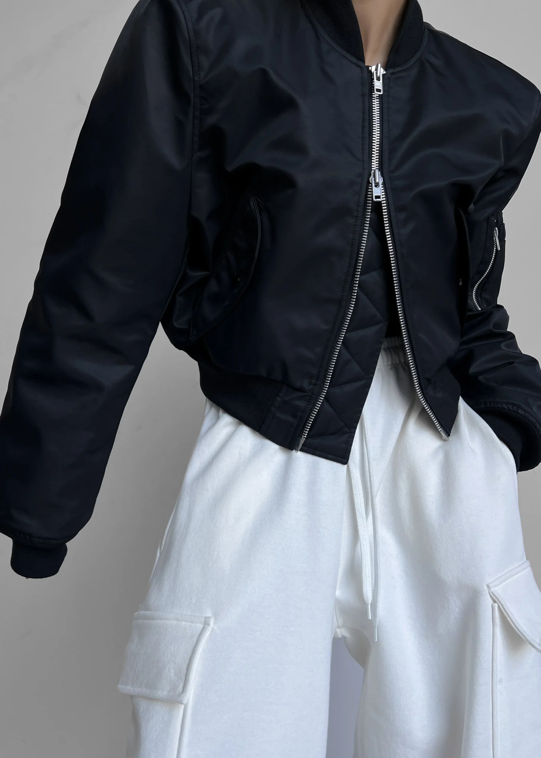 The Frankie Shop Mati Cropped Padded Bomber Black Outlet