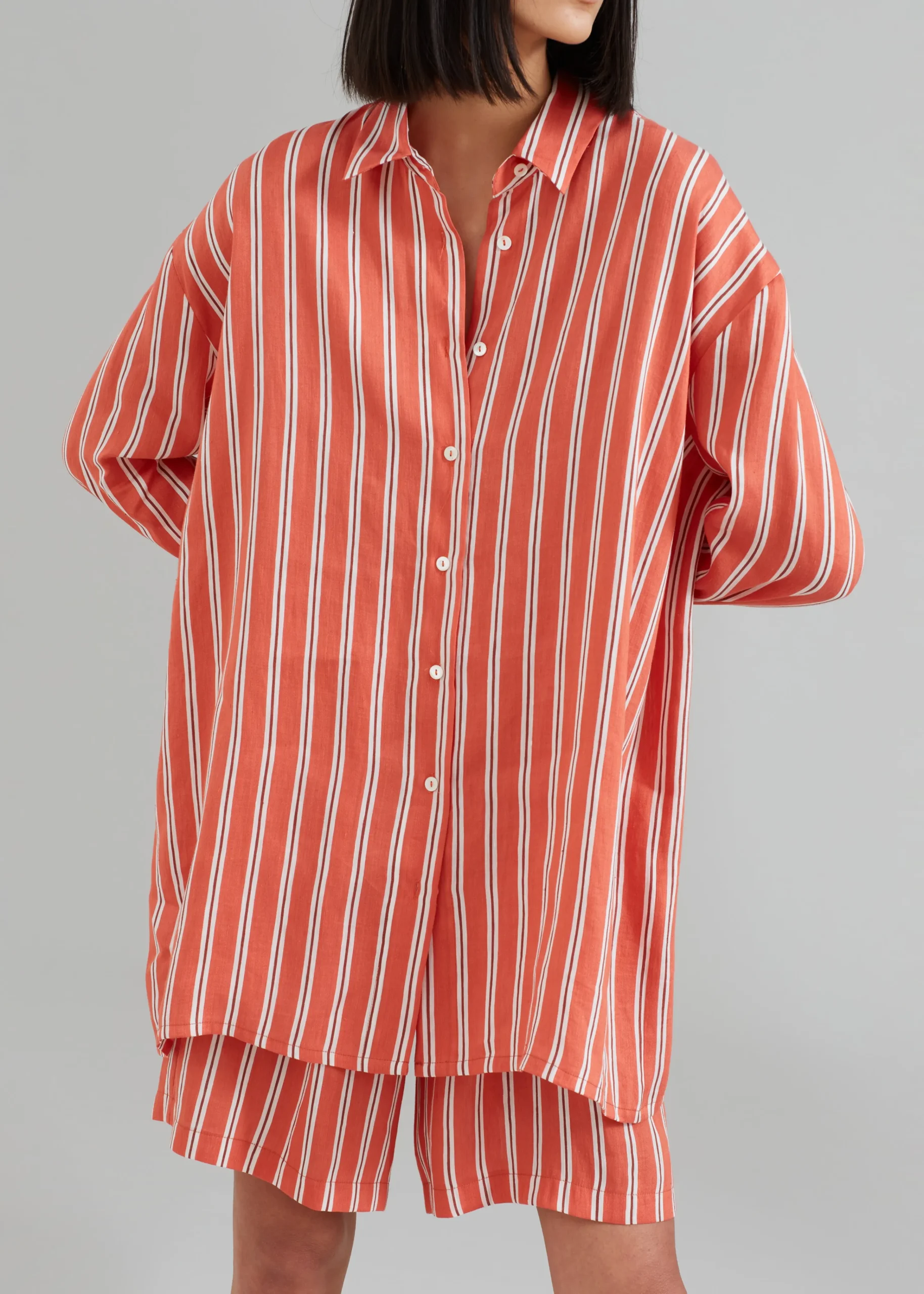 The Frankie Shop Matin Isola Stripe Shirt Red Stripe Hot