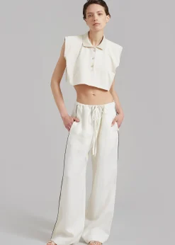 The Frankie Shop Matin Piping Drawstring Pant Natural Clearance