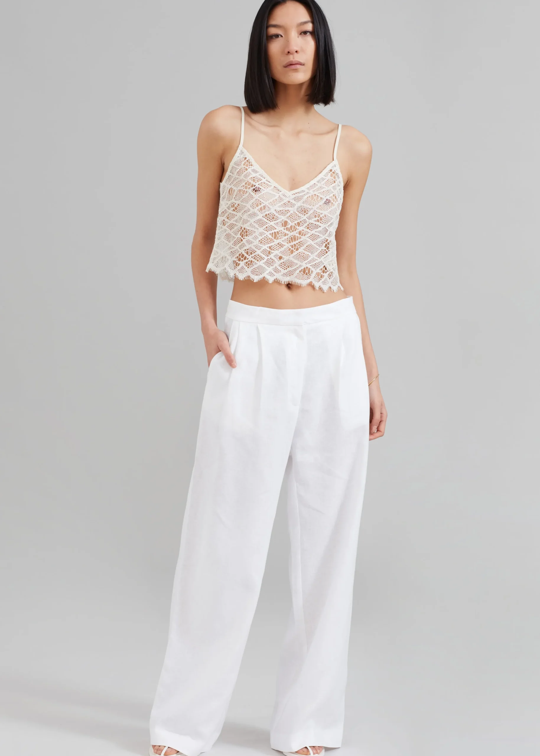 The Frankie Shop Matin Tailored Wide Leg Pant Natural Online