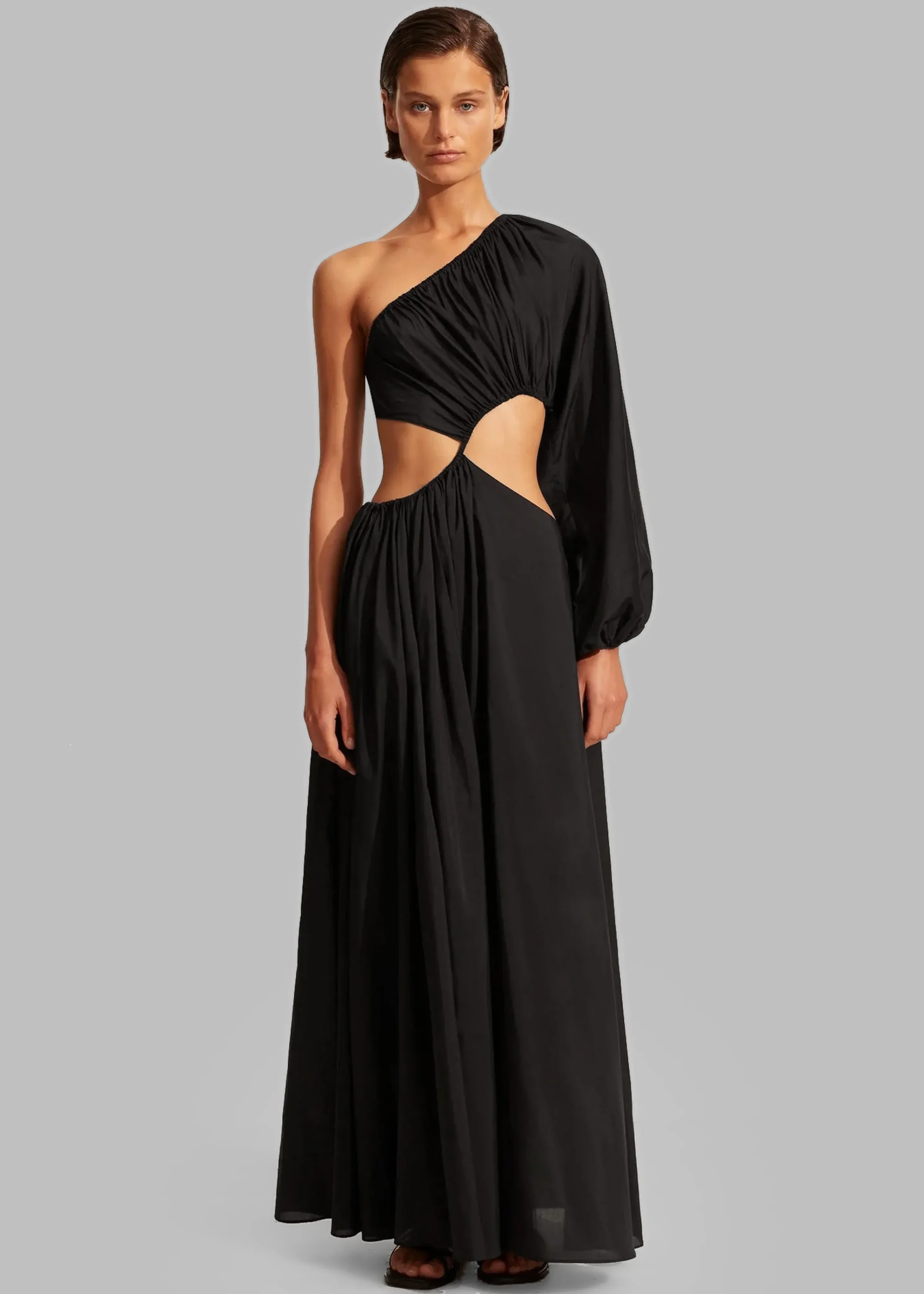 The Frankie Shop Matteau Asymmetric Wave Dress Black Discount