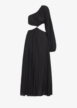 The Frankie Shop Matteau Asymmetric Wave Dress Black Discount