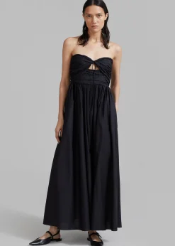 The Frankie Shop Matteau Bandeau Rouched Sundress Black Best