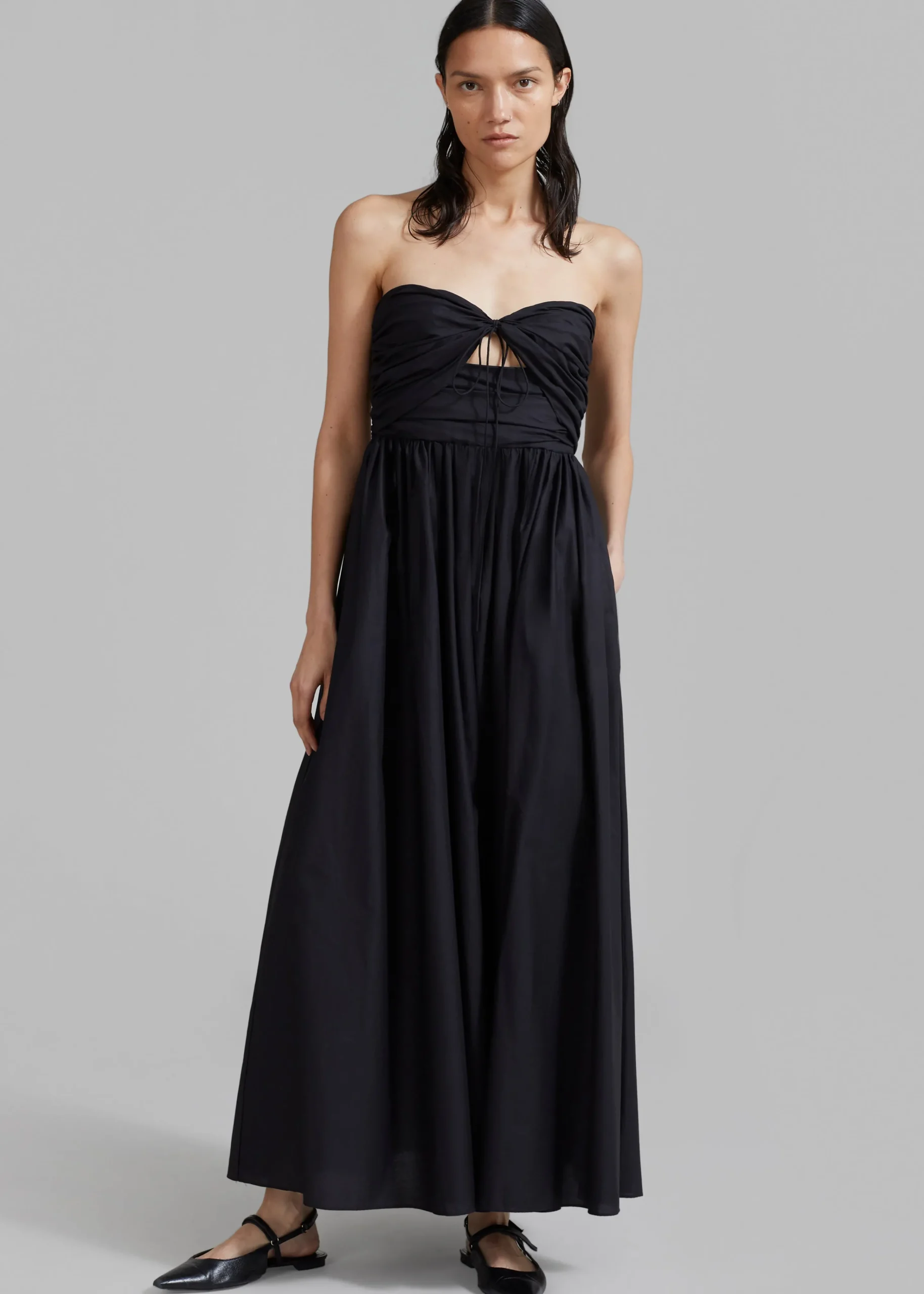 The Frankie Shop Matteau Bandeau Rouched Sundress Black Best