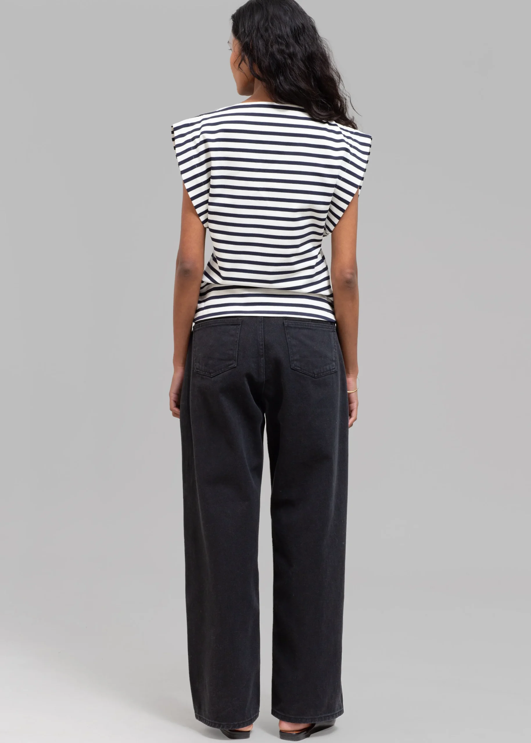 The Frankie Shop Matteau Boat Neck Tee Navy/White Sale