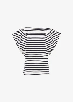 The Frankie Shop Matteau Boat Neck Tee Navy/White Sale