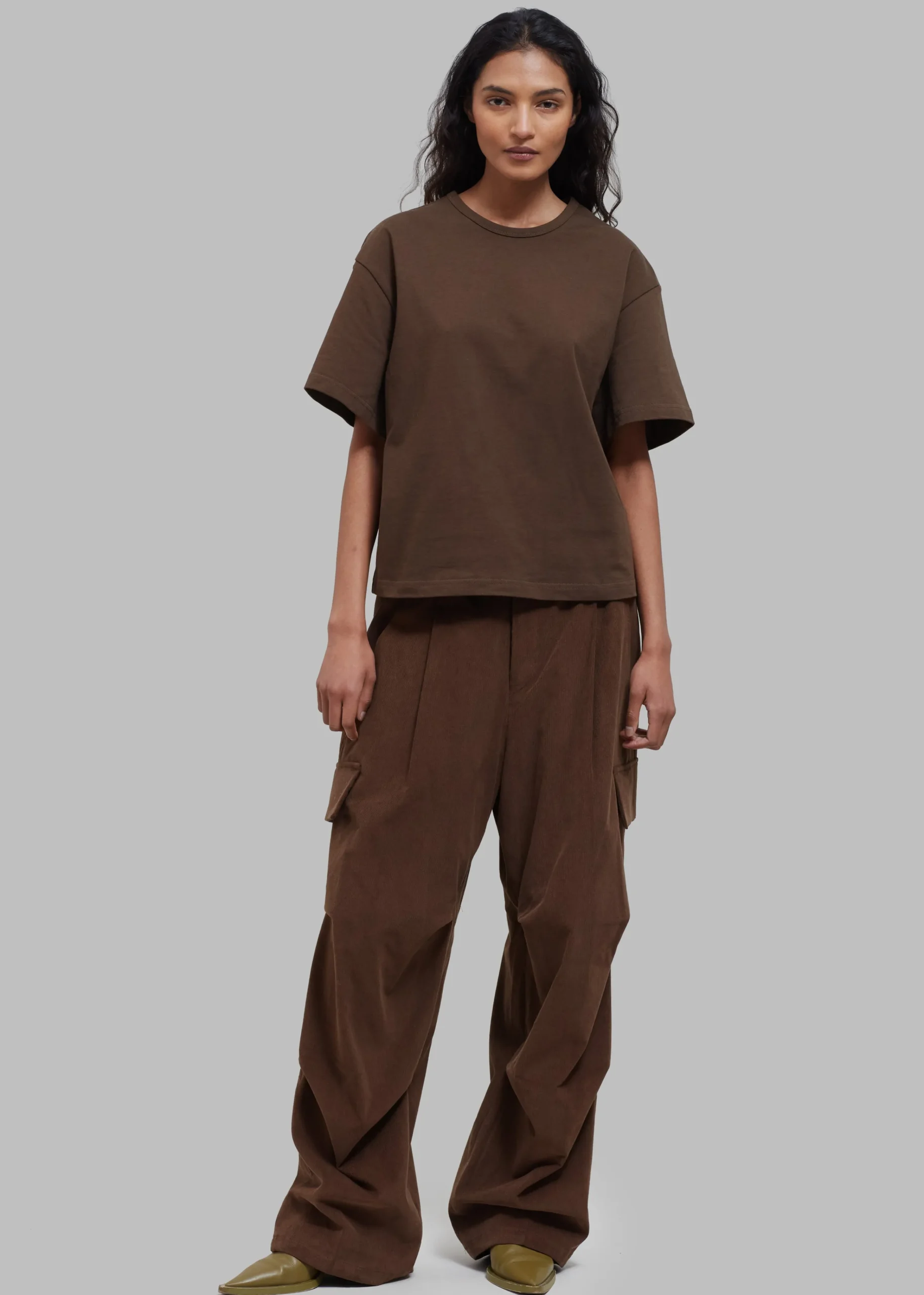 The Frankie Shop Matteau Circle Back Tee Cacao New