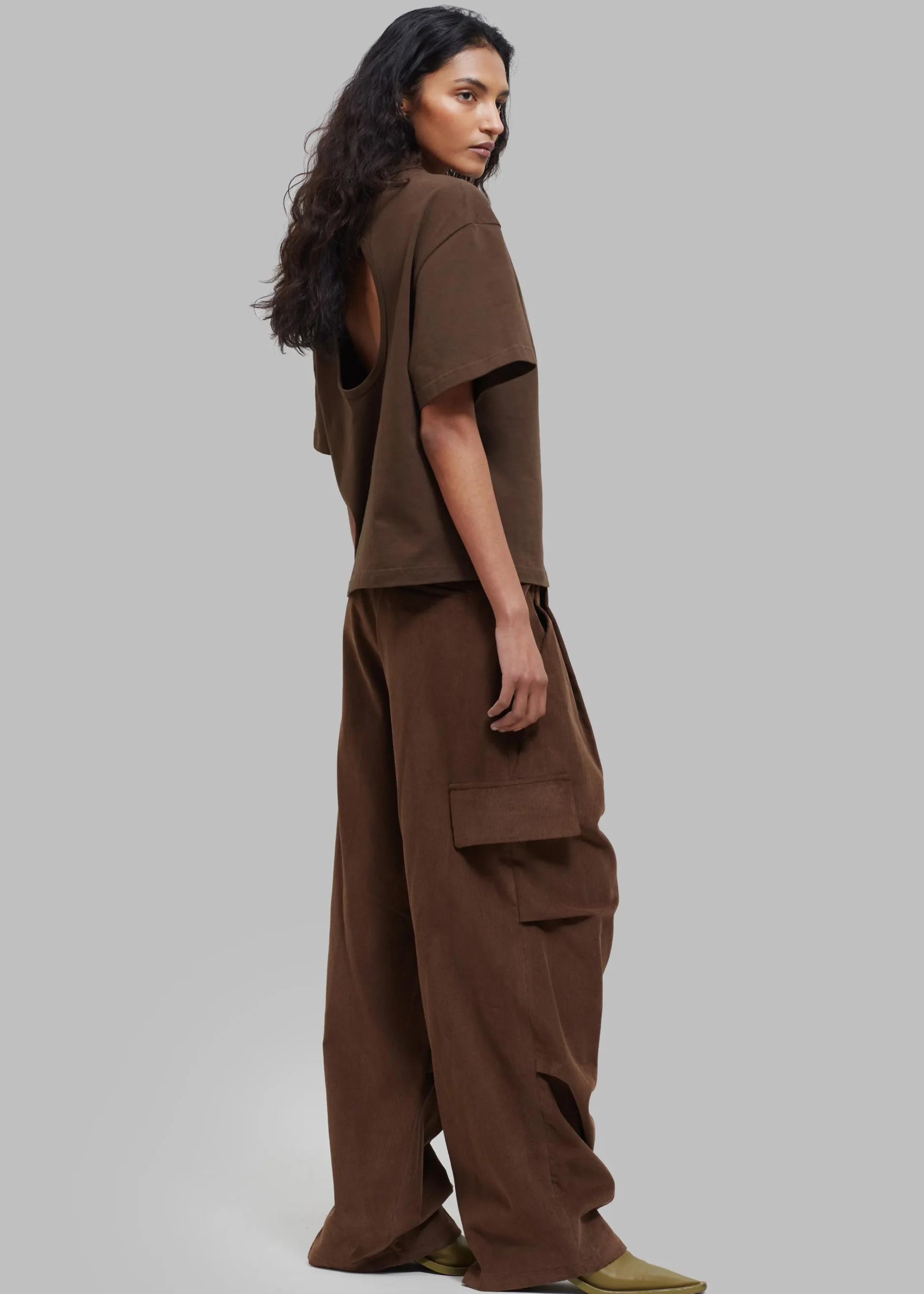 The Frankie Shop Matteau Circle Back Tee Cacao New