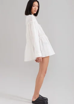 The Frankie Shop Matteau Embroidered Drawcord Tunic White Sale