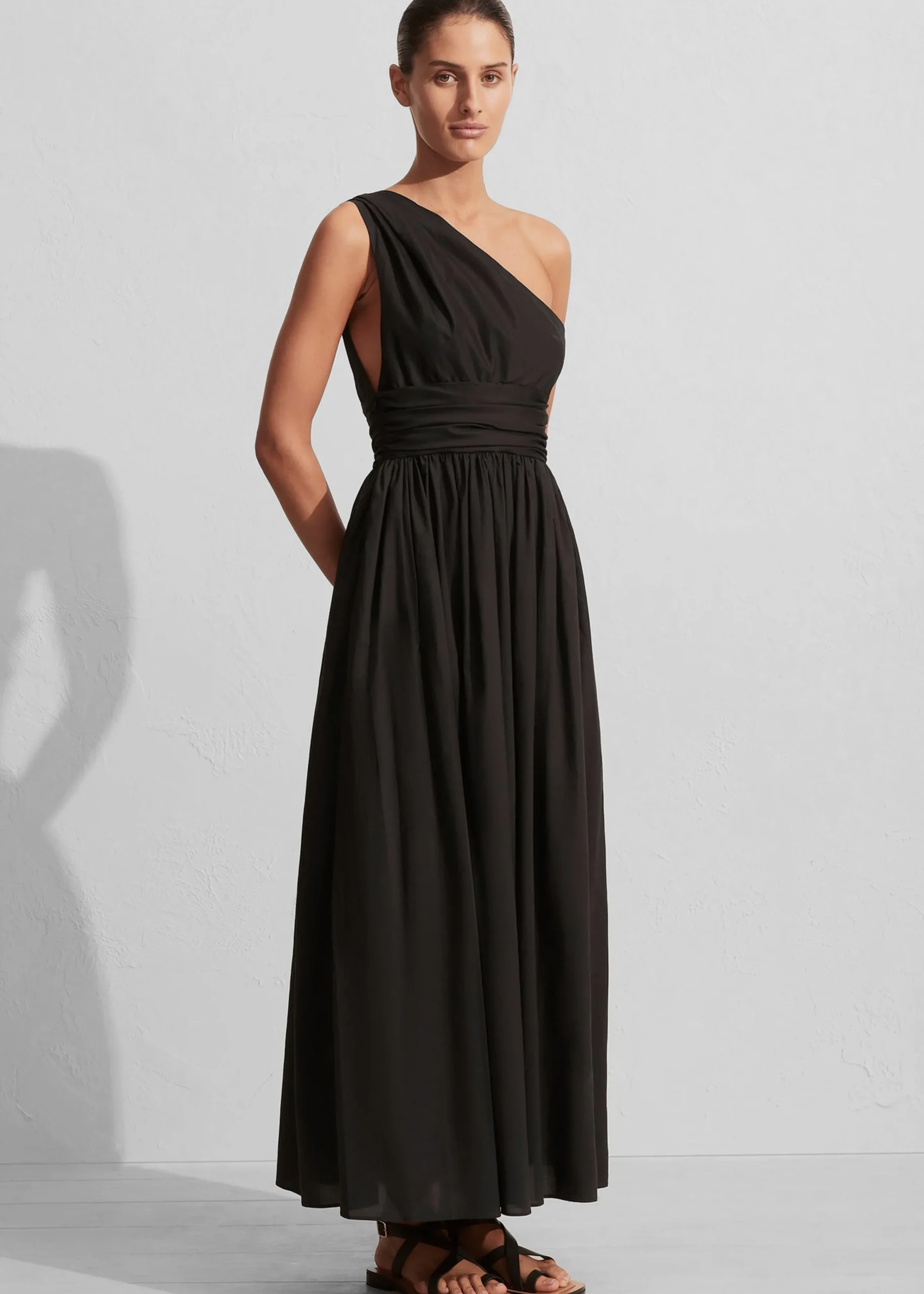 The Frankie Shop Matteau Gathered One Shoulder Dress Black Outlet