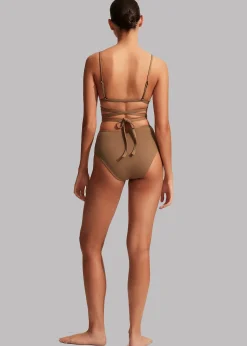 The Frankie Shop Matteau High Waist Bikini Brief Cinnamon Crinkle Outlet