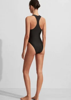 The Frankie Shop Matteau Racer Back Maillot Swimsuit Black Clearance