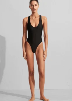 The Frankie Shop Matteau Racer Back Maillot Swimsuit Black Clearance