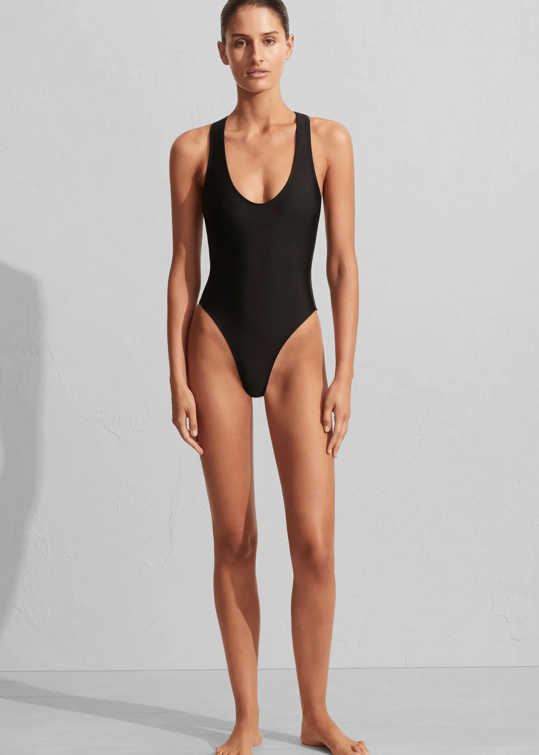 The Frankie Shop Matteau Racer Back Maillot Swimsuit Black Clearance