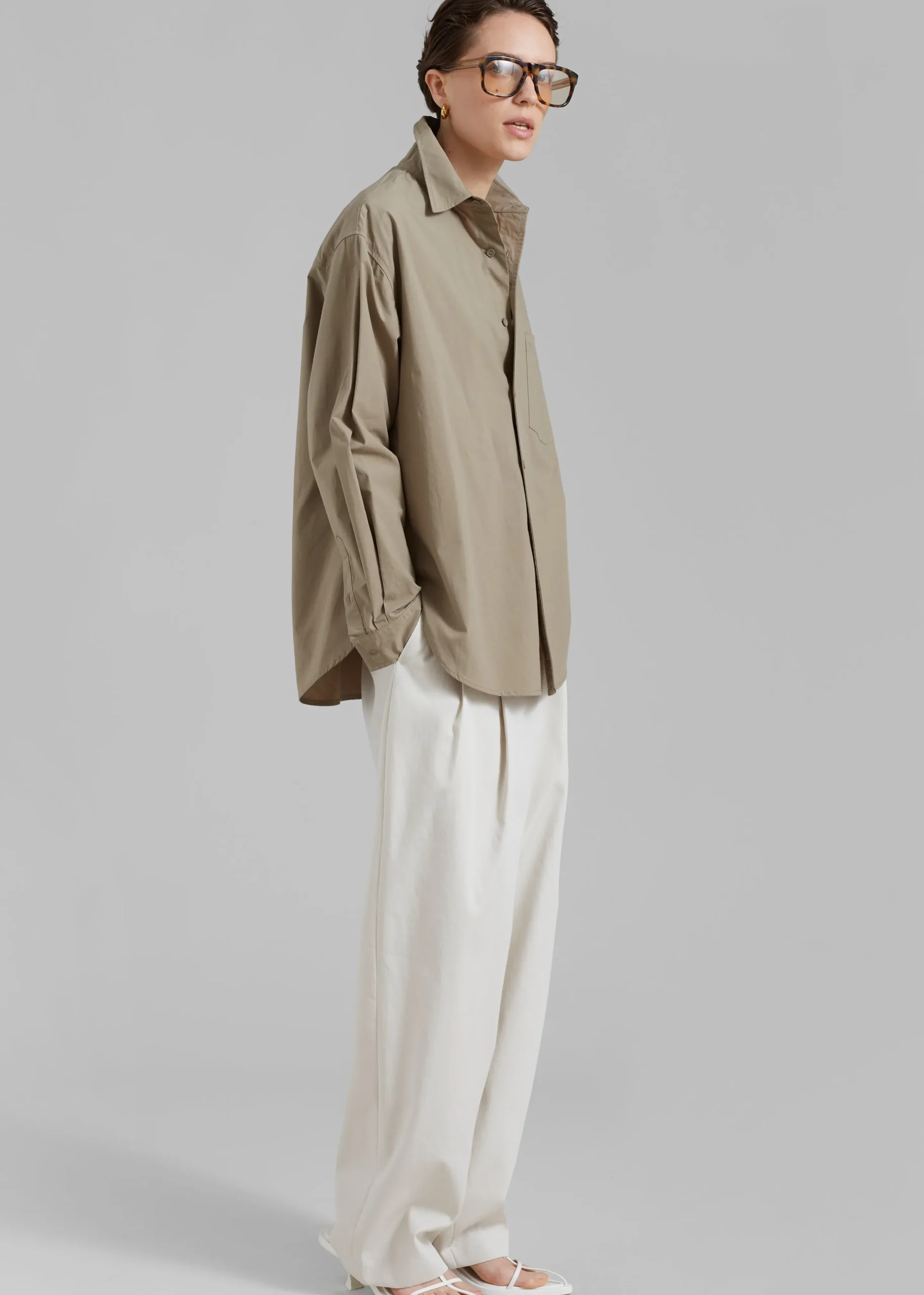 The Frankie Shop Matteau Relaxed Shirt Taupe Sale