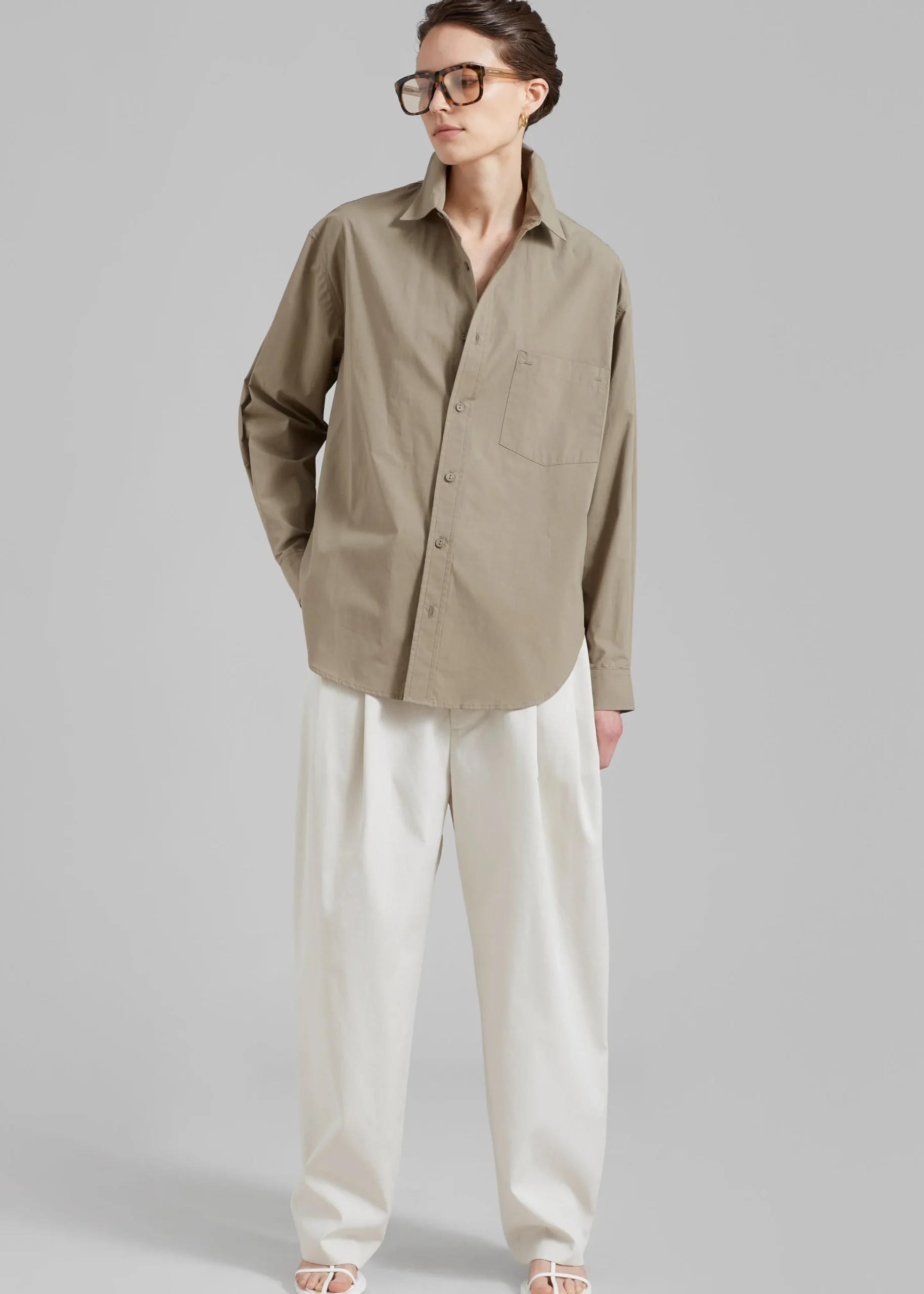 The Frankie Shop Matteau Relaxed Shirt Taupe Sale