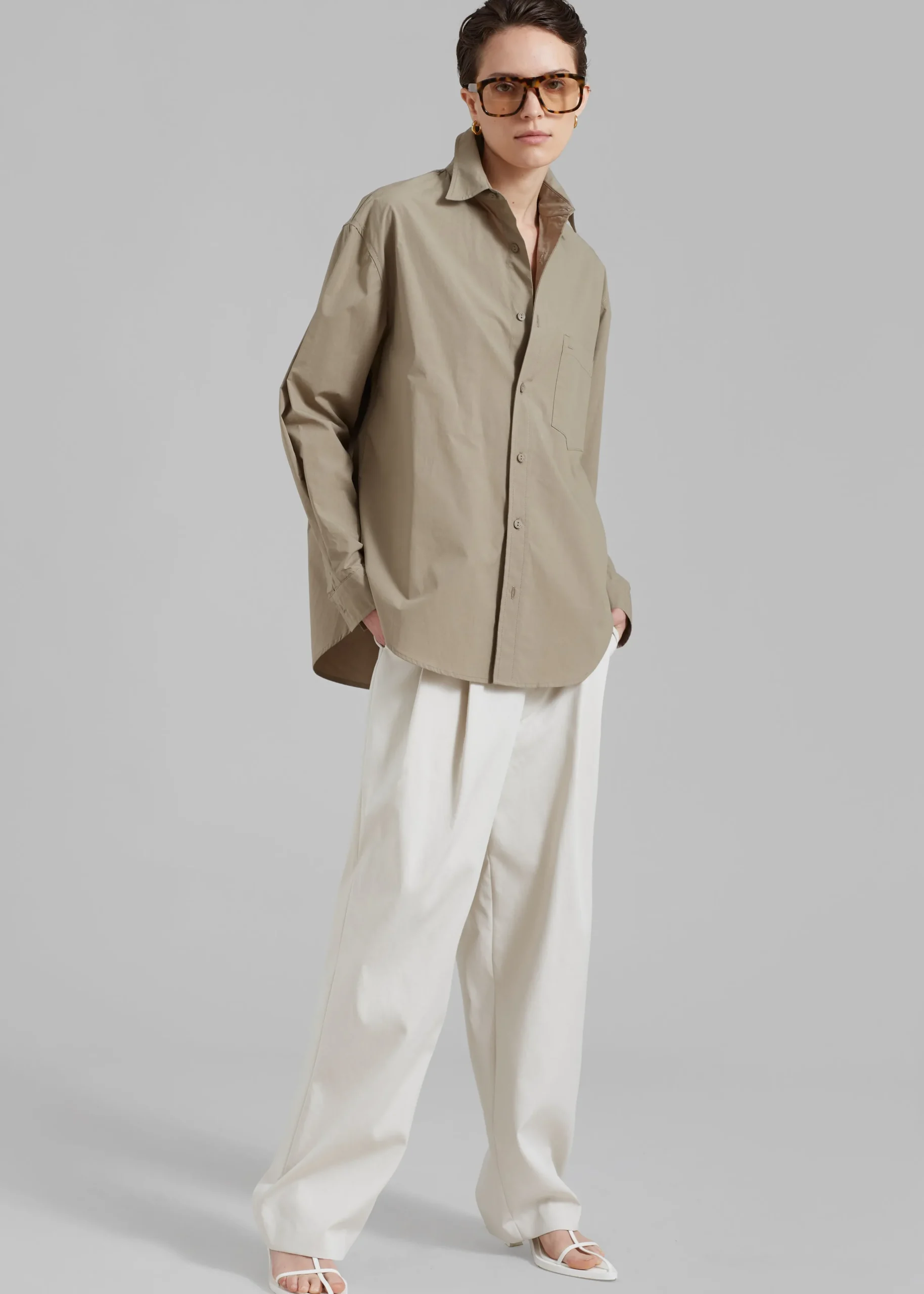 The Frankie Shop Matteau Relaxed Shirt Taupe Sale