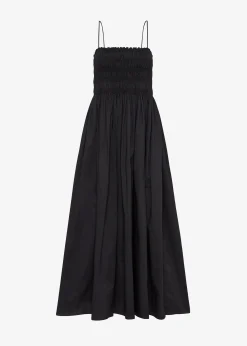 The Frankie Shop Matteau Shirred Bodice Dress Black New