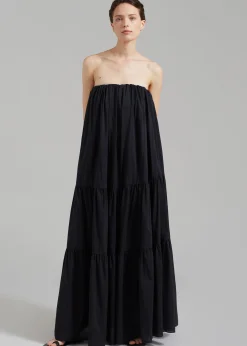The Frankie Shop Matteau Voluminous Strapless Tiered Dress Black Sale