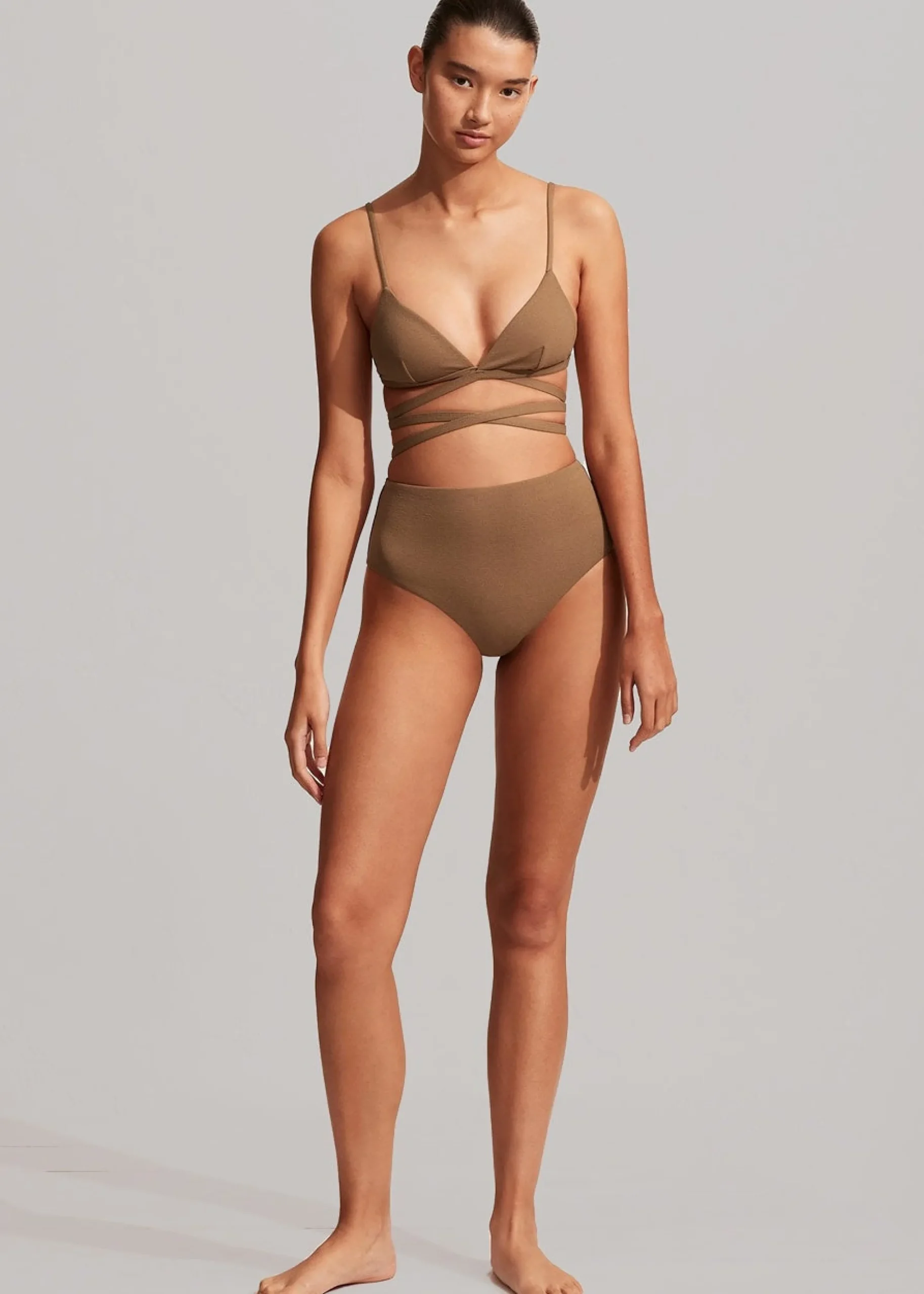 The Frankie Shop Matteau Wrap Triangle Bikini Top Cinnamon Crinkle Online
