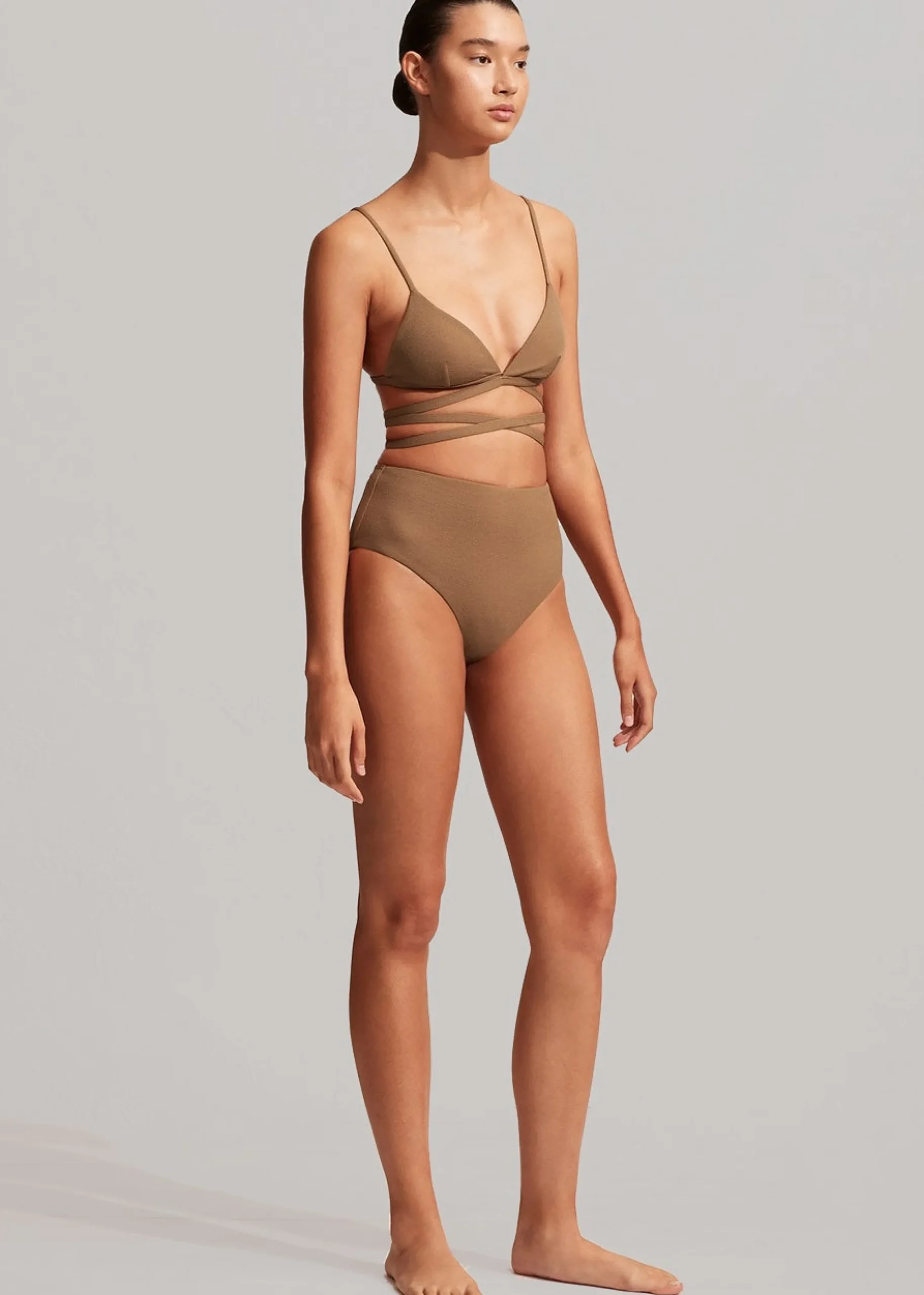 The Frankie Shop Matteau Wrap Triangle Bikini Top Cinnamon Crinkle Online