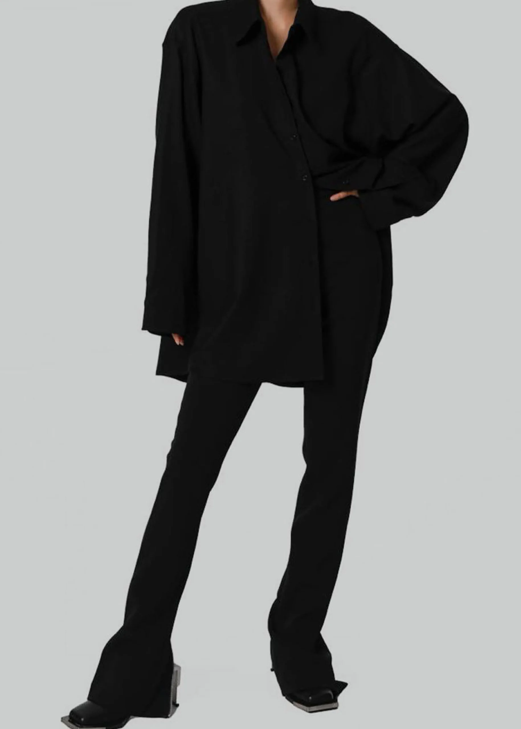 The Frankie Shop Mayim Oversized Shirt Black Discount