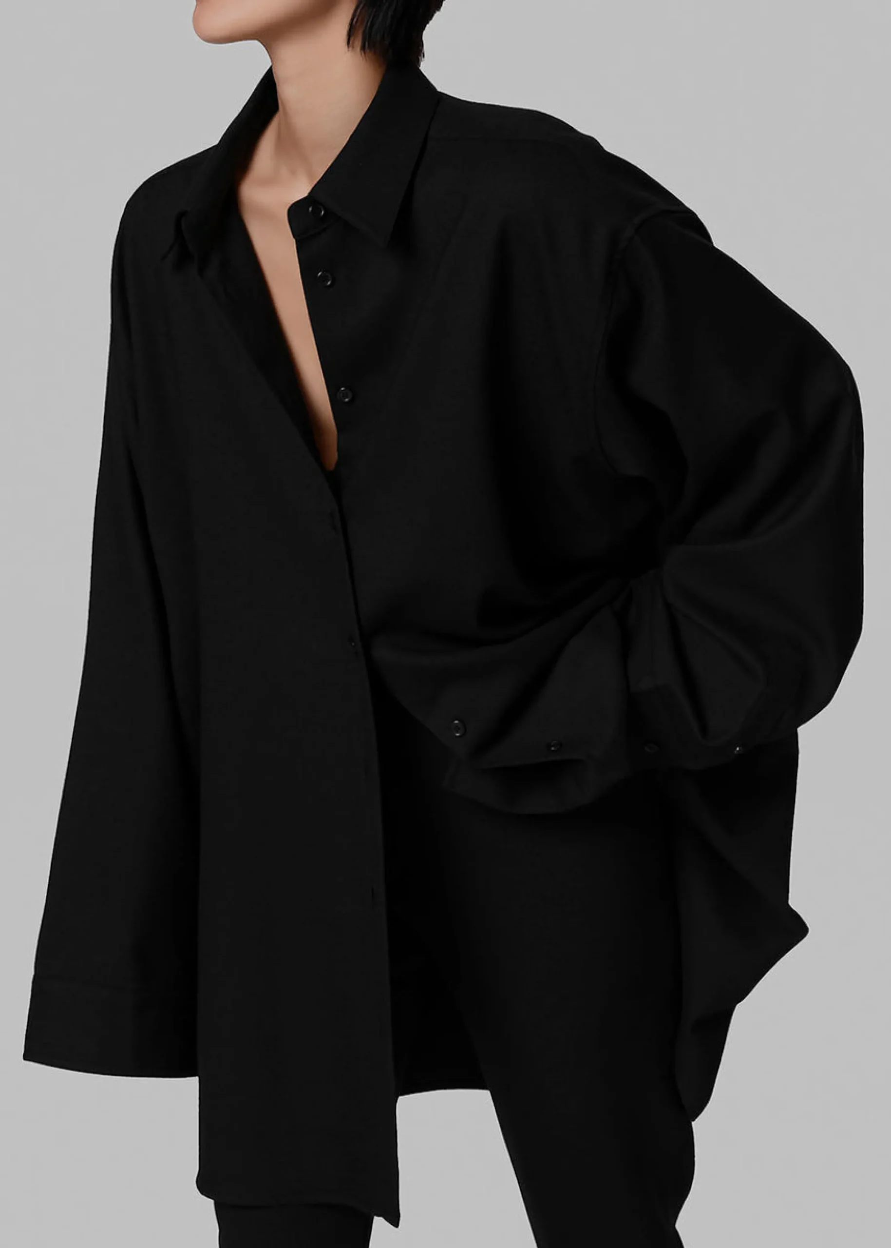The Frankie Shop Mayim Oversized Shirt Black Discount