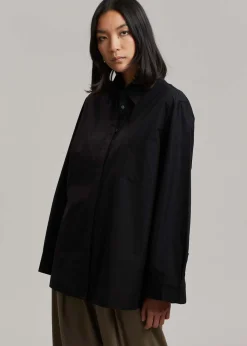 The Frankie Shop Mayim Oversized Shirt Black Discount