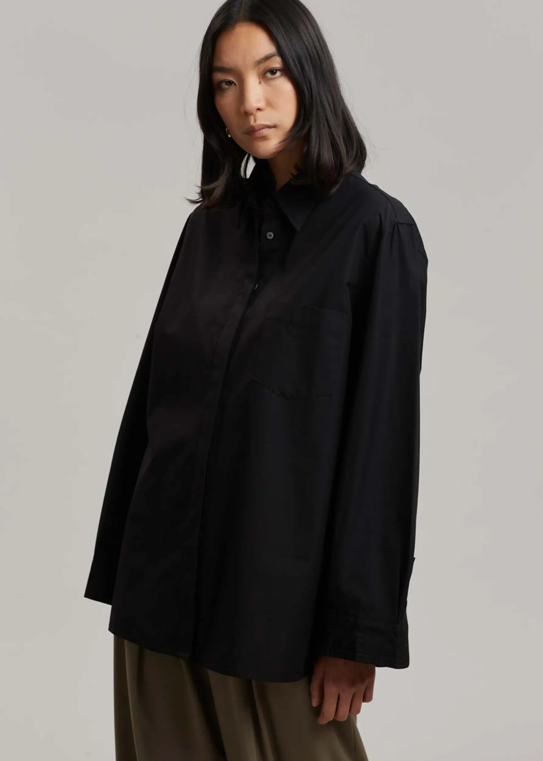 The Frankie Shop Mayim Oversized Shirt Black Discount
