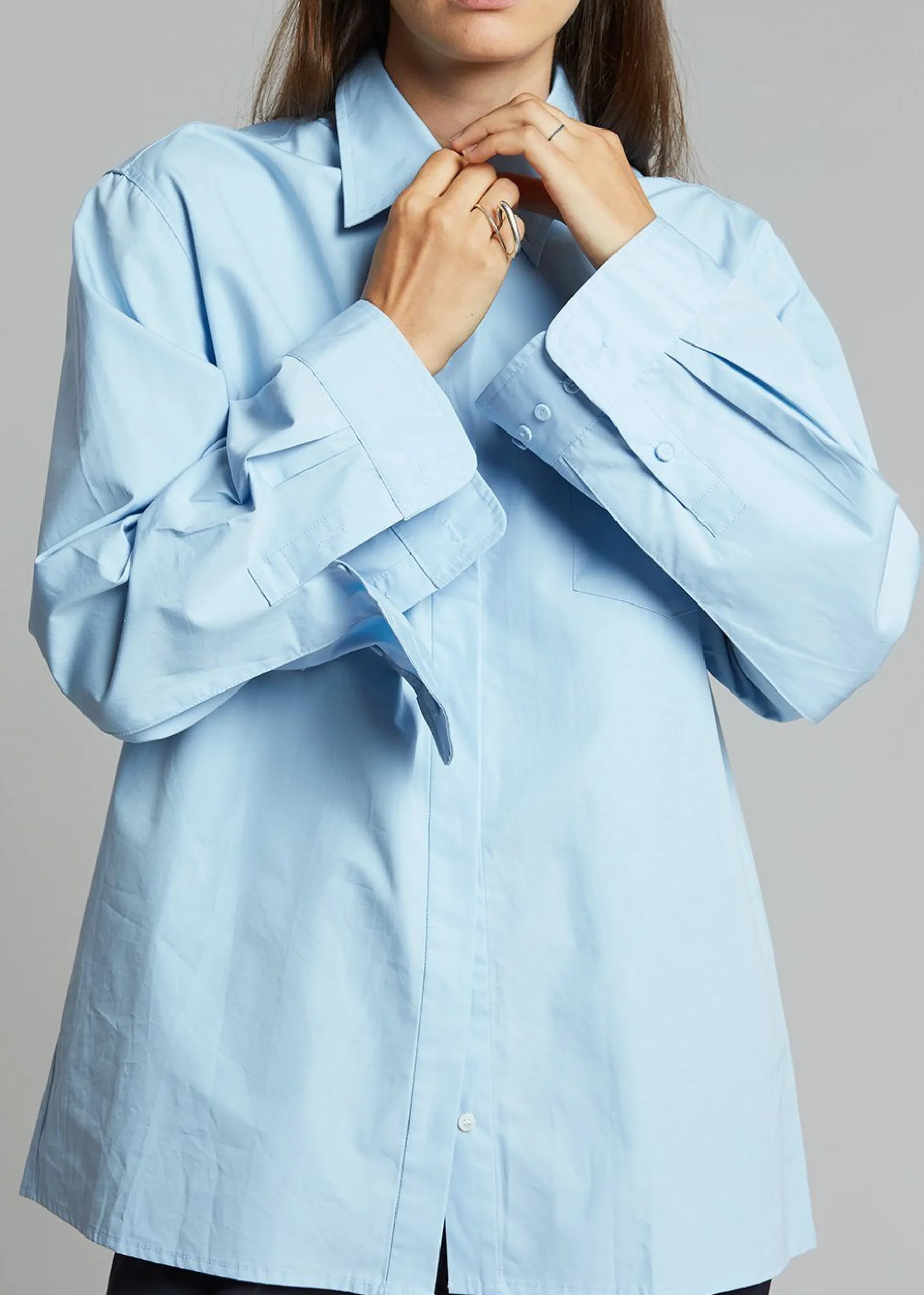 The Frankie Shop Mayim Oversized Shirt Sky Clearance