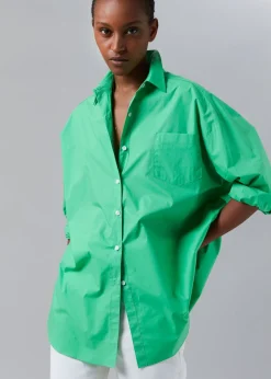 The Frankie Shop Melody Oversized Cotton Shirt Island Green Best