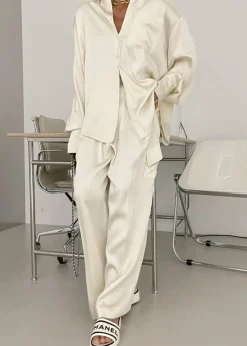 The Frankie Shop Menne Silky Shirt Ivory Hot