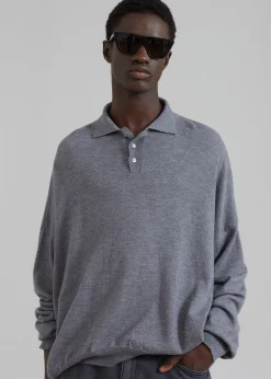 The Frankie Shop Meriel Polo Sweater Grey Outlet